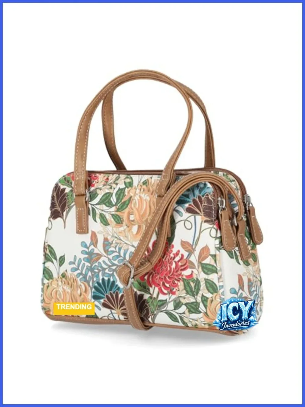 Vegan Leather Satchel Tote Crossbody Handbag with Adjustable Strap